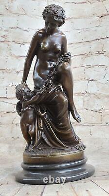 Art Nouveau Style Chair 'Venus with Classic Angel Baby' Sculpted by Moreau in Bronze