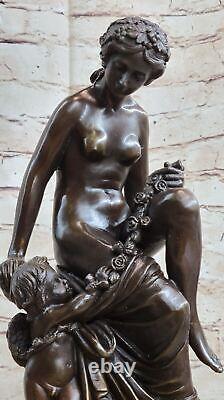 Art Nouveau Style Chair 'Venus with Classic Angel Baby' Sculpted by Moreau in Bronze