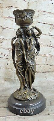 Art Nouveau Style Double Maiden Statue Bronze Sculpture Handcrafted Gift