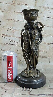 Art Nouveau Style Double Maiden Statue Bronze Sculpture Handcrafted Gift