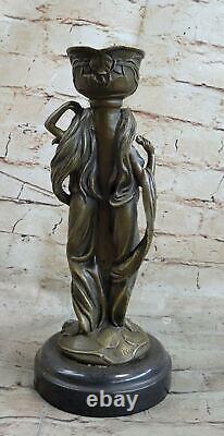 Art Nouveau Style Double Maiden Statue Bronze Sculpture Handcrafted Gift