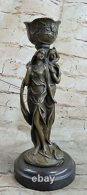 Art Nouveau Style Double Maiden Statue Bronze Sculpture Handcrafted Gift