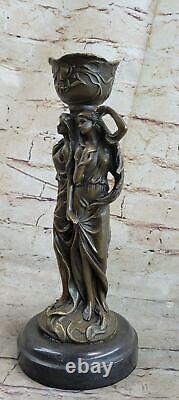 Art Nouveau Style Double Maiden Statue Bronze Sculpture Handcrafted Gift