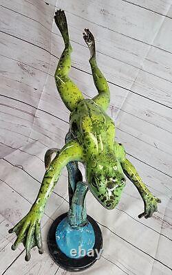 Art Nouveau Style Frog Faun Decorative Bronze Sculpture Signed