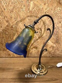 Art Nouveau Style Lamp, Brass, Tulip Glass Pate Noverdy France