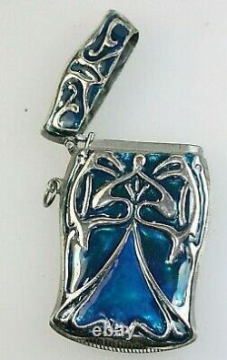 Art Nouveau Style Liberty Blue Enamel Match Vesta Case