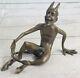 Art Nouveau Style Male Satyr Bronze Sculpture By Milo Nude Statue Figurine