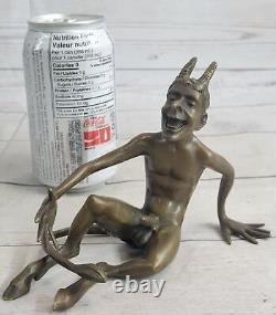 Art Nouveau Style Male Satyr Bronze Sculpture by Milo Nude Statue Figurine