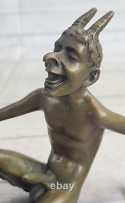 Art Nouveau Style Male Satyr Bronze Sculpture by Milo Nude Statue Figurine