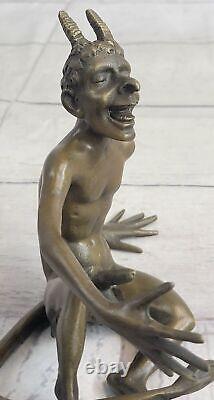 Art Nouveau Style Male Satyr Bronze Sculpture by Milo Nude Statue Figurine