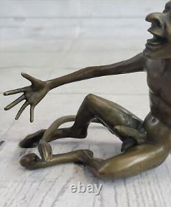 Art Nouveau Style Male Satyr Bronze Sculpture by Milo Nude Statue Figurine