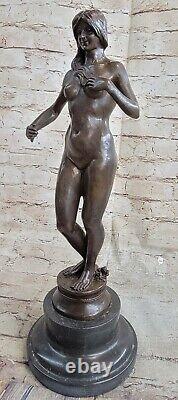 Art Nouveau Style Mermaid Woman Bronze Flesh Venus Sculpture Brown Patina