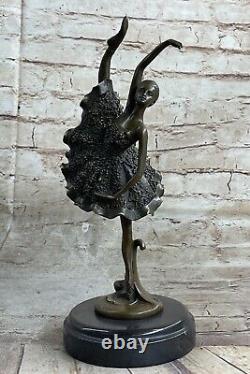 Art Nouveau Style Museum Quality Classic Ballerina Bronze Figurine Marble Base