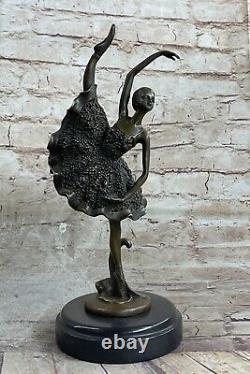 Art Nouveau Style Museum Quality Classic Ballerina Bronze Figurine Marble Base