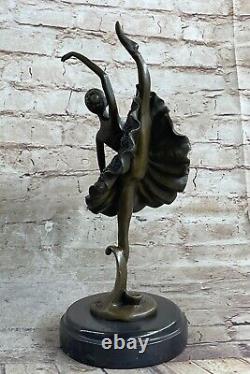 Art Nouveau Style Museum Quality Classic Ballerina Bronze Figurine Marble Base