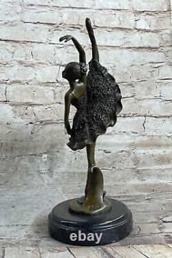 Art Nouveau Style Museum Quality Classic Ballerina Bronze Figurine Marble Base