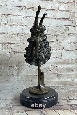 Art Nouveau Style Museum Quality Classic Ballerina Bronze Figurine Marble Base