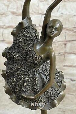 Art Nouveau Style Museum Quality Classic Ballerina Bronze Figurine Marble Base