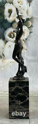 Art Nouveau Style Nude Nymph Bronze Bookend Sculpture with Marble Base