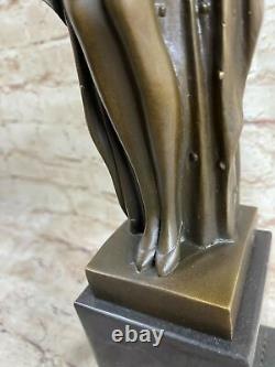 Art Nouveau Style Nude Woman Awakening Bronze Sculpture Marble Base Figurine