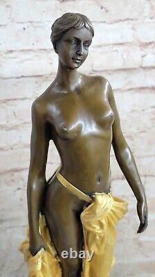 Art Nouveau Style Old Statue of a Woman Mermaid in Bronze Venus Sculpture Gold