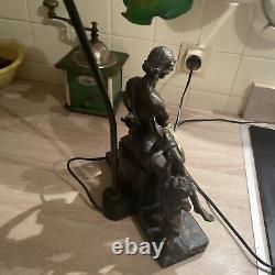 Art Nouveau Style Resin and Metal Woman Angel Statue Pendant Lamp