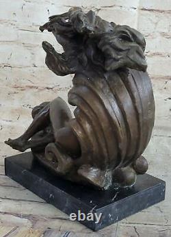 Art Nouveau Style Statue of a Mermaid Woman in Bronze Chair Venus Sculpture Eve Italian