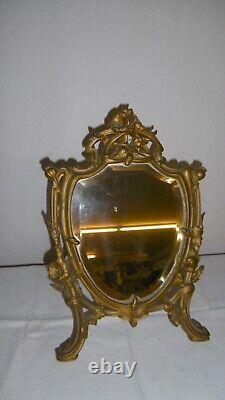 Art Nouveau Style Table Psyche Mirror Bronze Decor Ivy Beveled Glass