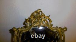 Art Nouveau Style Table Psyche Mirror Bronze Decor Ivy Beveled Glass