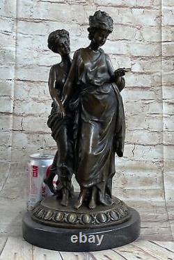 Art Nouveau Style Two Sisters by Mr. LOPEZ Bronze Sculpture Cast Figurine