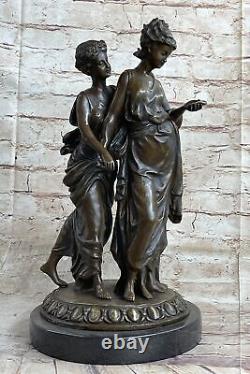 Art Nouveau Style Two Sisters by Mr. LOPEZ Bronze Sculpture Cast Figurine