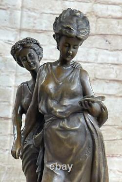 Art Nouveau Style Two Sisters by Mr. LOPEZ Bronze Sculpture Cast Figurine