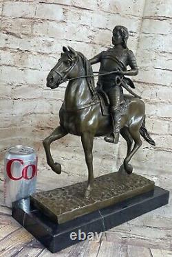 Art Nouveau Style Warrior Riding Military Horse Bronze Trophy Sculpture