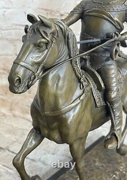 Art Nouveau Style Warrior Riding Military Horse Bronze Trophy Sculpture