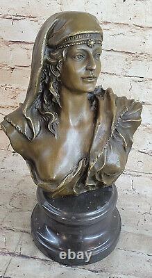 Art Nouveau Style Young Bronze Bust Statue Portrait Sculpture Home Decor