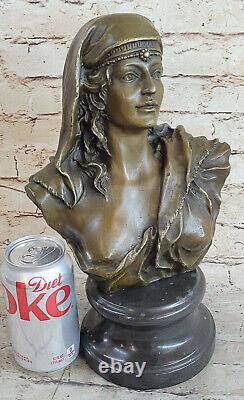 Art Nouveau Style Young Bronze Bust Statue Portrait Sculpture Home Decor