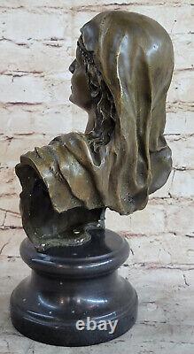 Art Nouveau Style Young Bronze Bust Statue Portrait Sculpture Home Decor