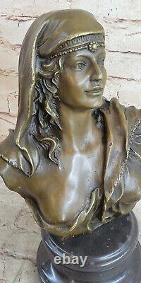 Art Nouveau Style Young Bronze Bust Statue Portrait Sculpture Home Decor