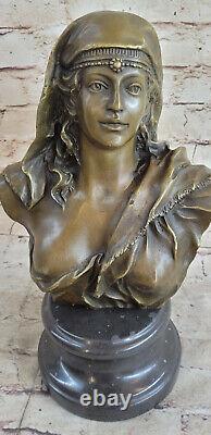 Art Nouveau Style Young Bronze Bust Statue Portrait Sculpture Home Decor