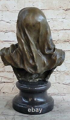 Art Nouveau Style Young Bronze Bust Statue Portrait Sculpture Home Decoration