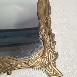 Art Nouveau style bronze or brass standing mirror