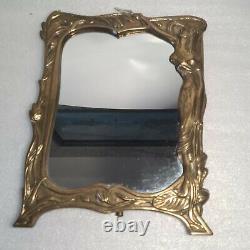 Art Nouveau style bronze or brass standing mirror