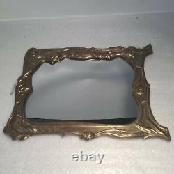 Art Nouveau style bronze or brass standing mirror