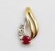 Art Nouveau Style Pendant In 18k Gold Adorned With A Vintage Ruby And Diamond