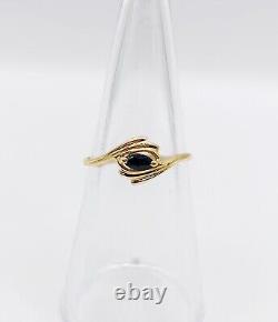 Art Nouveau style ring in 18k gold with navette-cut sapphire (circa 1970)