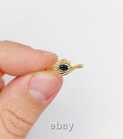 Art Nouveau style ring in 18k gold with navette-cut sapphire (circa 1970)