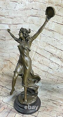 Art Style New Tambourin Dancer Bronze Sculpture Detail Museum Quality Opens