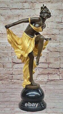 Artisanal Art Deco Nouveau Style Dancing Dancer Bronze Domestic Sculpture