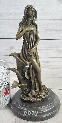 Artisanal Wood Nymph Bronze Sculpture in Art Nouveau Deco Style