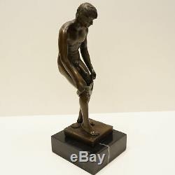 Athlete Naked Statue Sculpture Sexy Style Art Deco Art Nouveau Bronze Massive